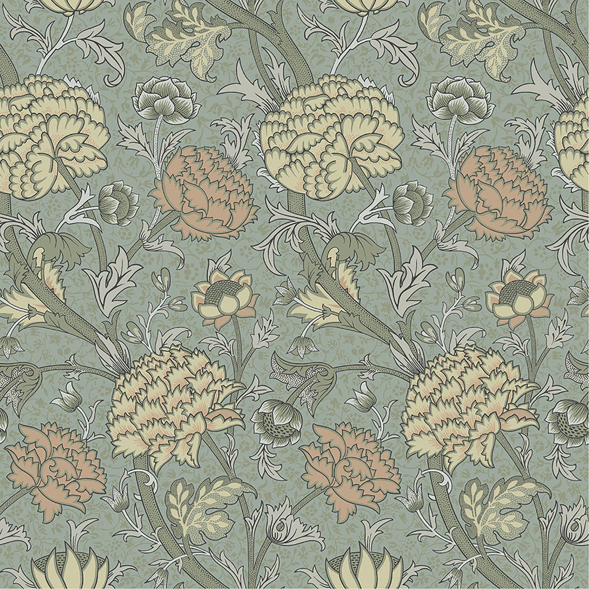 Cray Light Blue Floral Trail Wallpaper with Botanical Flowers Pattern, Traditional Style - Brewster 4153-82034