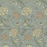 Cray Light Blue Floral Trail Wallpaper with Botanical Flowers Pattern, Traditional Style - Brewster 4153-82034