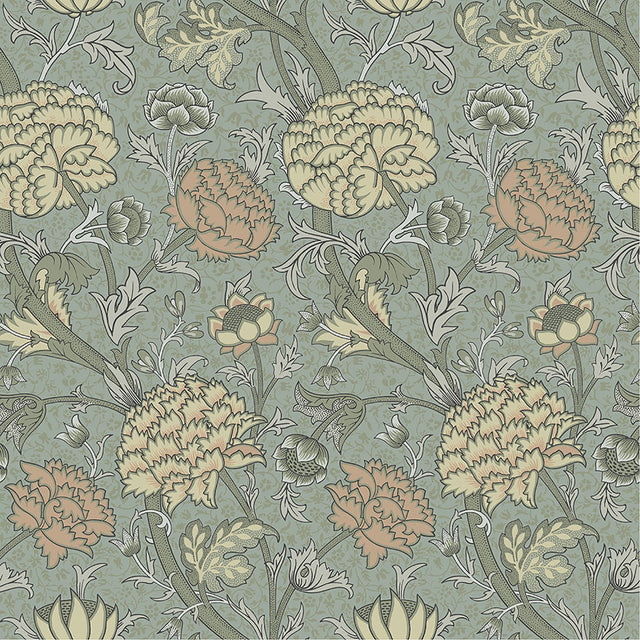 Cray Light Blue Floral Trail Wallpaper with Botanical Flowers Pattern, Traditional Style - Brewster 4153-82034