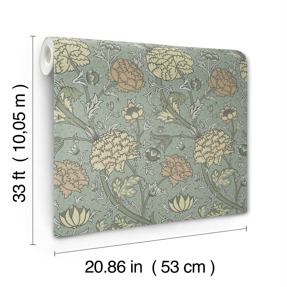 Cray Light Blue Floral Trail Wallpaper with Botanical Flowers Pattern, Traditional Style - Brewster 4153-82034