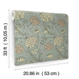 Cray Light Blue Floral Trail Wallpaper with Botanical Flowers Pattern, Traditional Style - Brewster 4153-82034