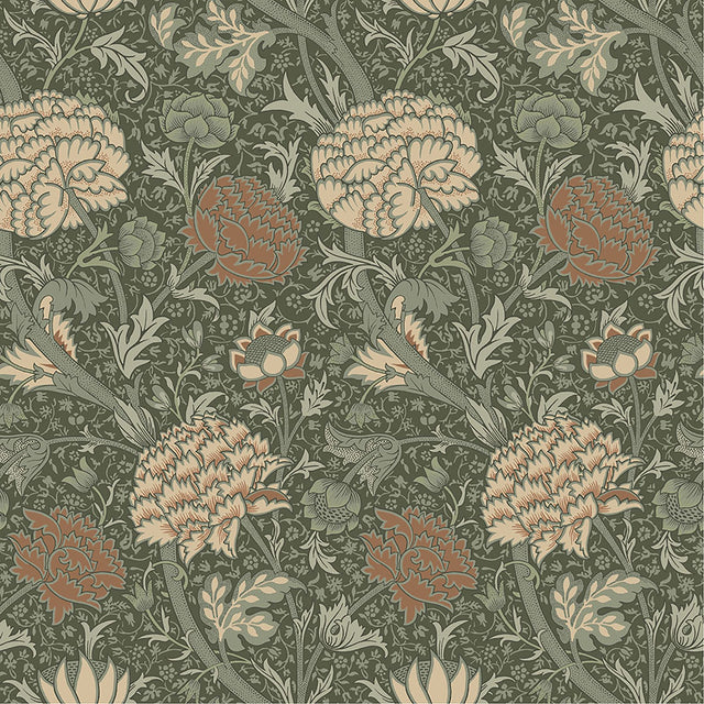 Cray Sea Green Floral Trail Wallpaper with Botanical Flowers Pattern, Traditional Style - A-Street Prints 4153-82035
