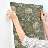 Cray Sea Green Floral Trail Wallpaper with Botanical Flowers Pattern, Traditional Style - A-Street Prints 4153-82035