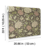 Cray Plum Floral Trail Wallpaper with Botanical Floral Pattern, Traditional Style - A-Street Prints 4153-82036