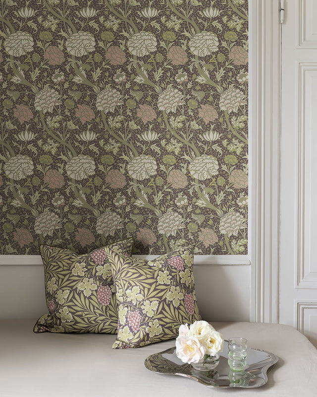 Cray Plum Floral Trail Wallpaper with Botanical Floral Pattern, Traditional Style - A-Street Prints 4153-82036