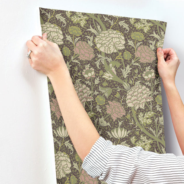 Cray Plum Floral Trail Wallpaper with Botanical Floral Pattern, Traditional Style - A-Street Prints 4153-82036