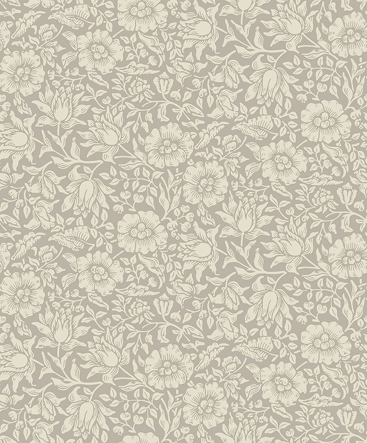 Mallow Grey Floral Vine Wallpaper with Traditional Botanical Pattern - Brewster 4153-82038