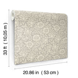 Mallow Grey Floral Vine Wallpaper with Traditional Botanical Pattern - Brewster 4153-82038