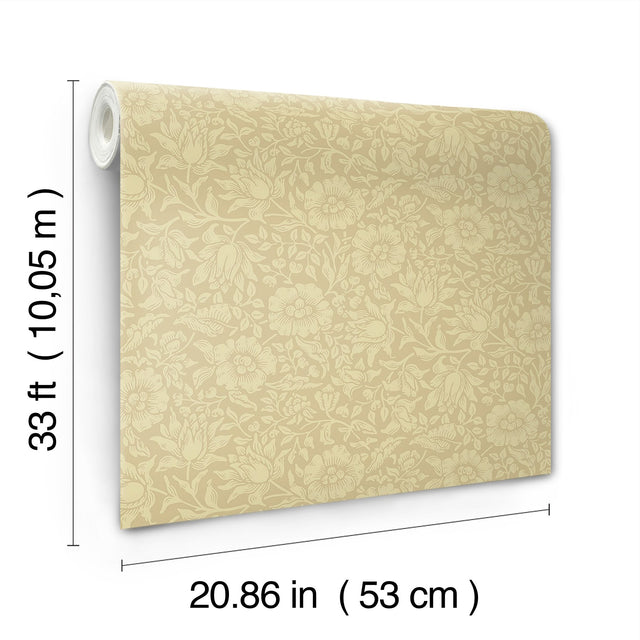 Mallow Butter Floral Vine Wallpaper with Botanical Floral Pattern, Traditional Style - A-Street Prints 4153-82039