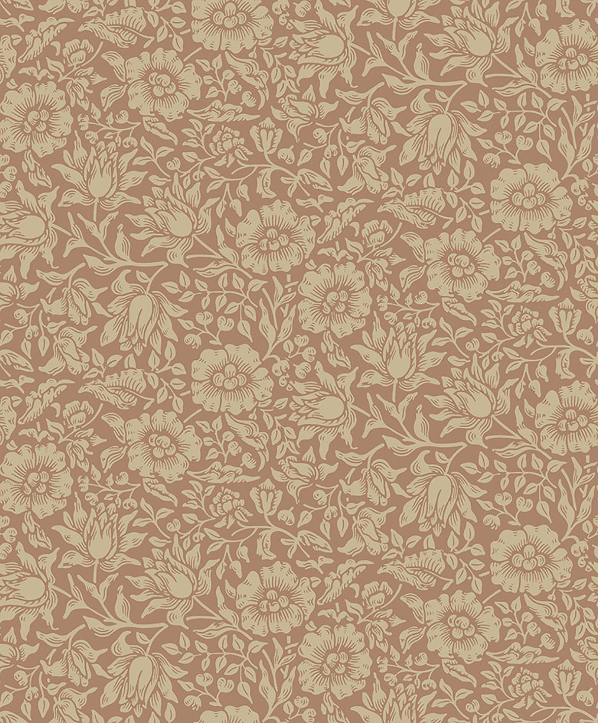 Mallow Rose Floral Vine Wallpaper with Traditional Botanical Flower Pattern - Brewster 4153-82040