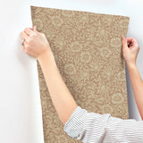 Mallow Rose Floral Vine Wallpaper with Traditional Botanical Flower Pattern - Brewster 4153-82040