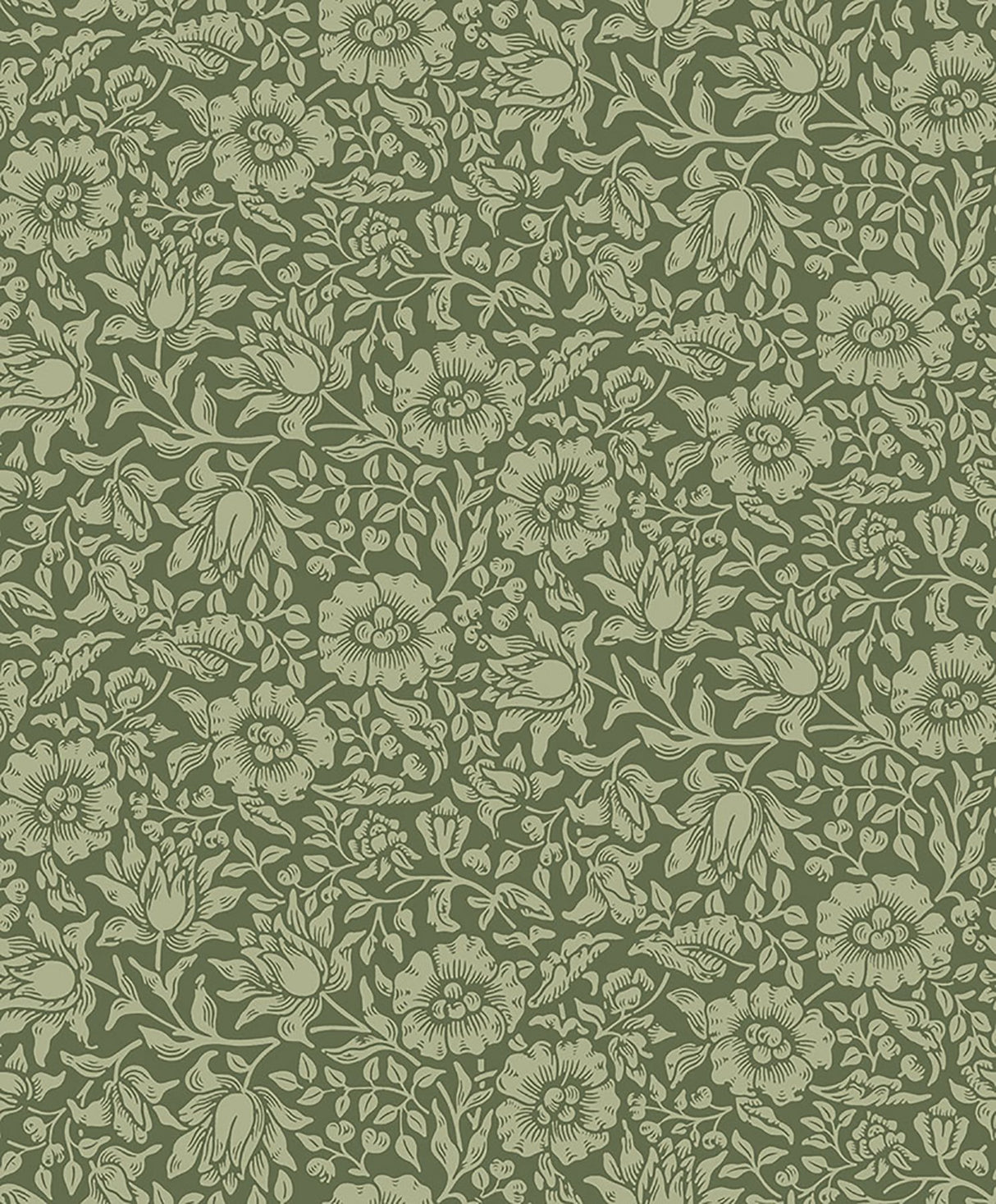 Mallow Dark Green Floral Vine Wallpaper with Botanical Floral Pattern - A?Street Prints 4153-82042