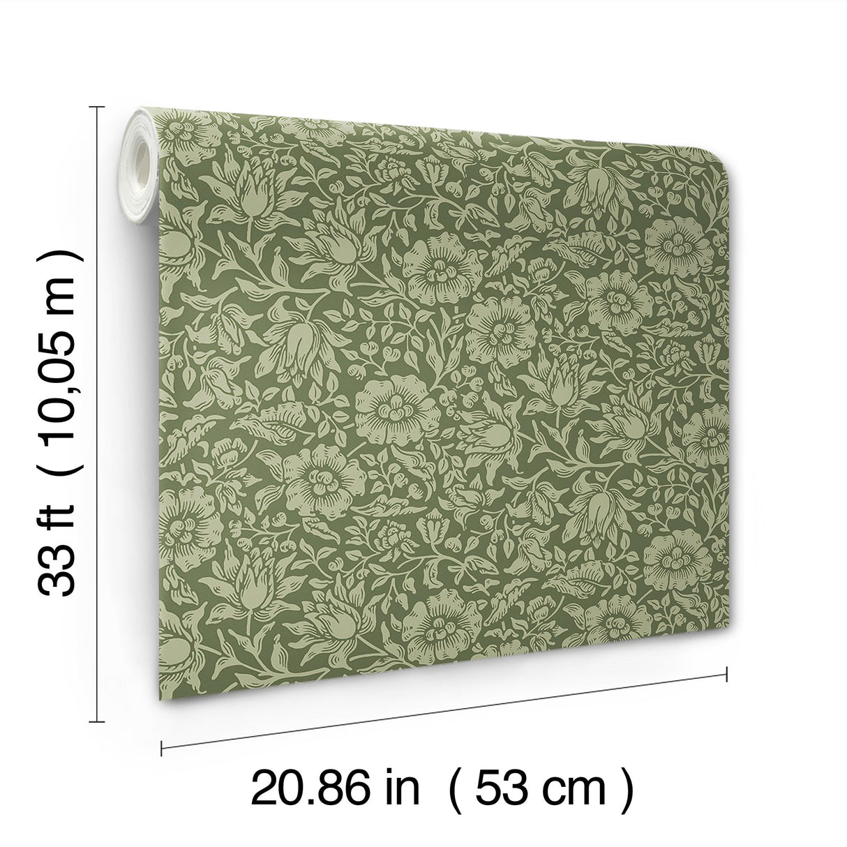 Mallow Dark Green Floral Vine Wallpaper with Botanical Floral Pattern - A?Street Prints 4153-82042