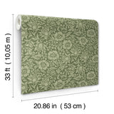 Mallow Dark Green Floral Vine Wallpaper with Botanical Floral Pattern - A?Street Prints 4153-82042