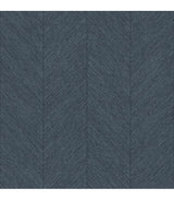 Kallam Indigo Chevron Wallpaper roll showing textured chevron pattern in deep blue.