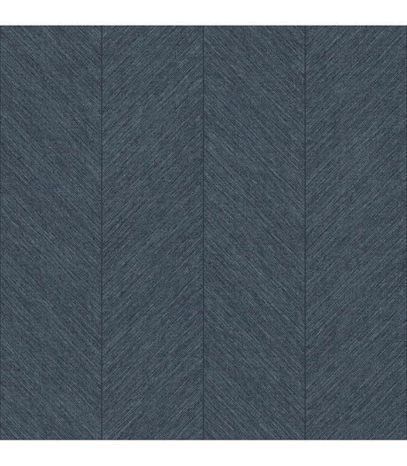 Kallam Indigo Chevron Wallpaper roll showing textured chevron pattern in deep blue.