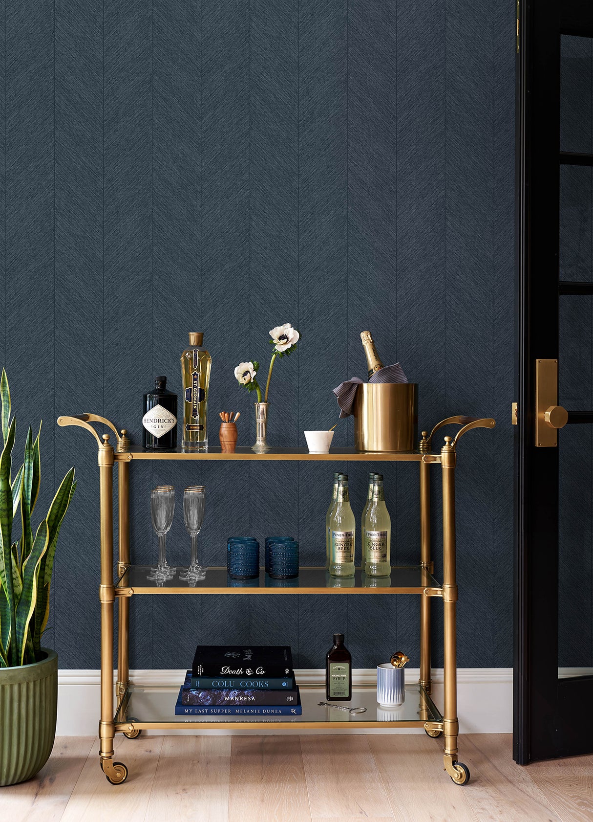 Kallam Indigo by Scott Living Chevron Wallpaper- A-Street Prints 4155-27323
