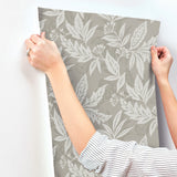 Anita Pewter by Scott Living Woodland Floral Wallpaper- A-Street Prints 4155-27327