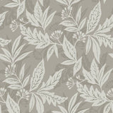 Anita Pewter woodland floral wallpaper pattern in grey with leafy silhouettes.