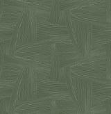Reid Evergreen Woven Geometric Wallpaper by A‑Street Prints – green geometric linework swatch