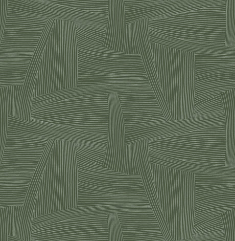 Reid Evergreen Woven Geometric Wallpaper by A‑Street Prints – green geometric linework swatch
