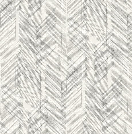Bryant Black Crosshatch Wallpaper roll with modern crosshatched geometric pattern in black on white