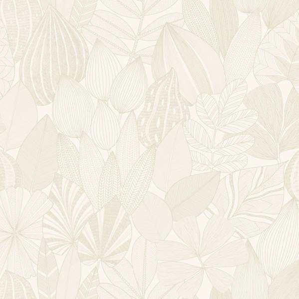 Mathias Pearl Botanical Wallpaper by A-Street Prints showing detailed leaf linework in pearl on white.