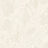 Mathias Pearl Botanical Wallpaper by A-Street Prints showing detailed leaf linework in pearl on white.