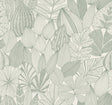 Mathias Green Botanical Wallpaper leaf pattern in green on white