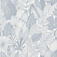Mathias Blue Botanical Wallpaper by A-Street Prints – pattern detail and room scene