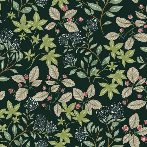 Mildred Evergreen Botanical Trail Wallpaper by A-Street Prints