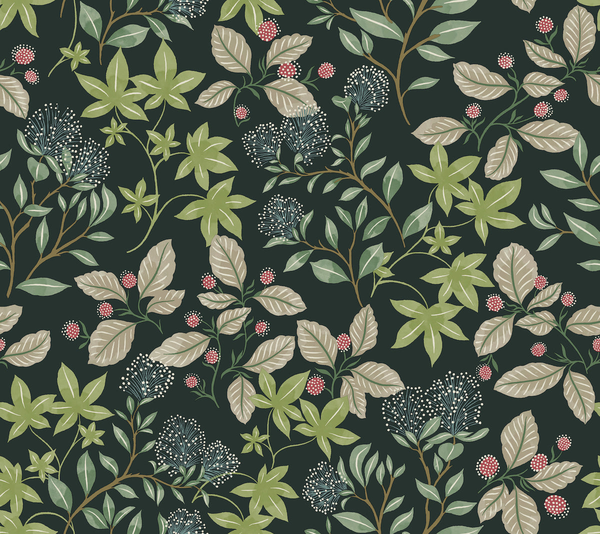 Mildred Evergreen by Scott Living Botanical Trail Wallpaper - A-Street Prints 4155-72813-Sample