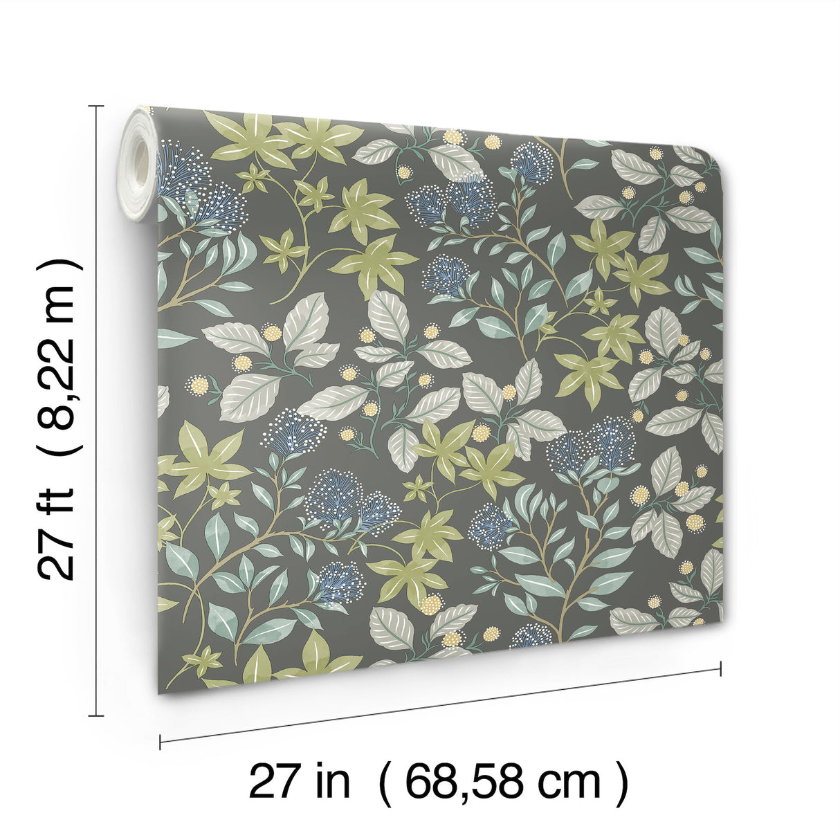 Mildred Charcoal by Scott Living Botanical Trail Wallpaper- A-Street Prints 4155-72815
