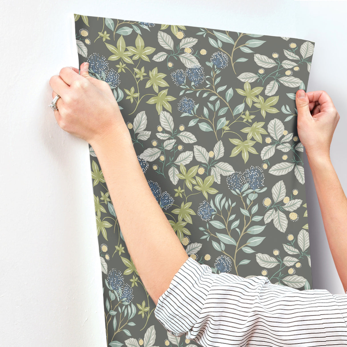 Mildred Charcoal by Scott Living Botanical Trail Wallpaper- A-Street Prints 4155-72815