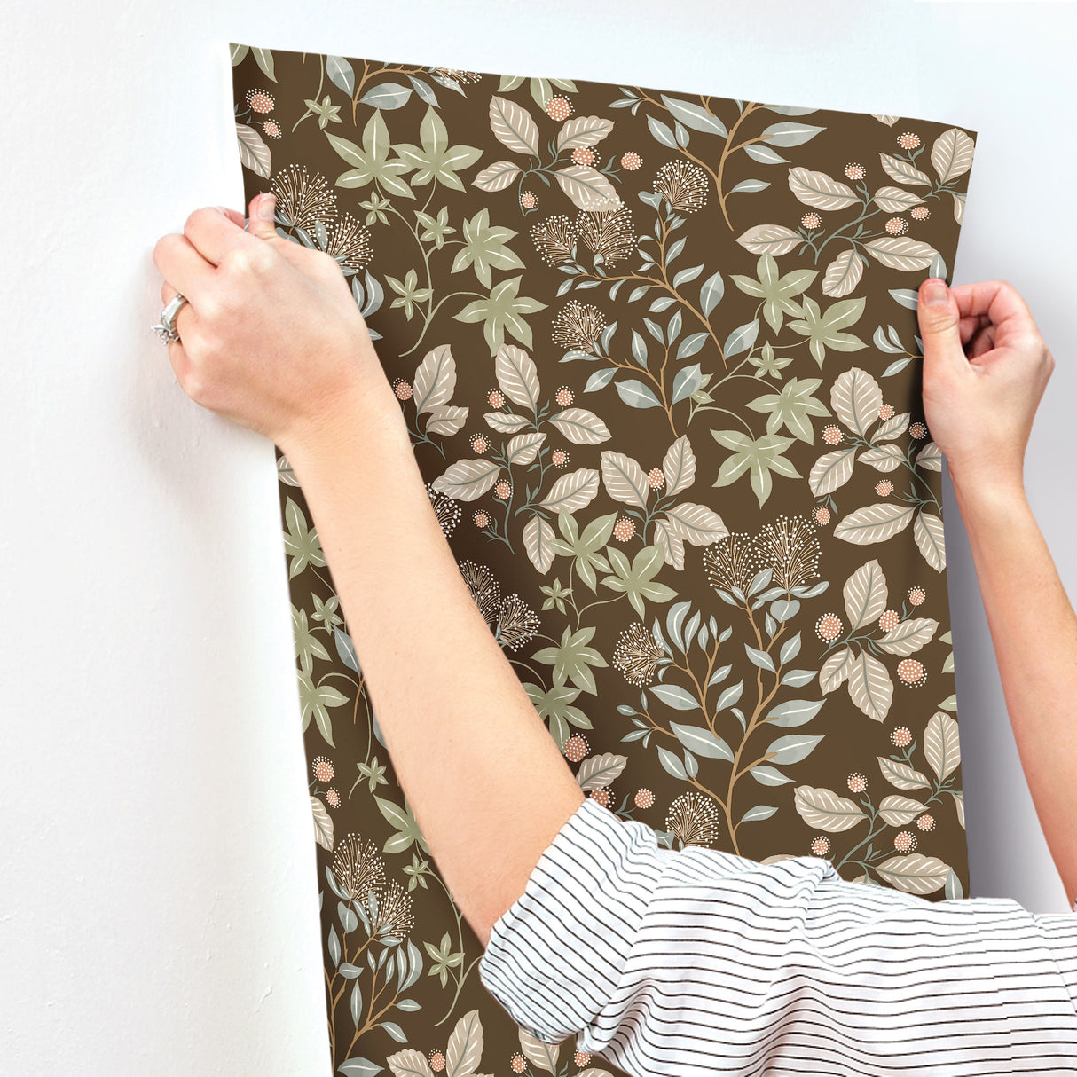 Mildred Espresso by Scott Living Botanical Trail Wallpaper- A-Street Prints 4155-72816