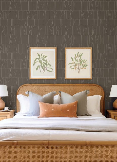 Huntington Chocolate by Scott Living Geometric Stripe Wallpaper – A-Street Prints 4155-72822