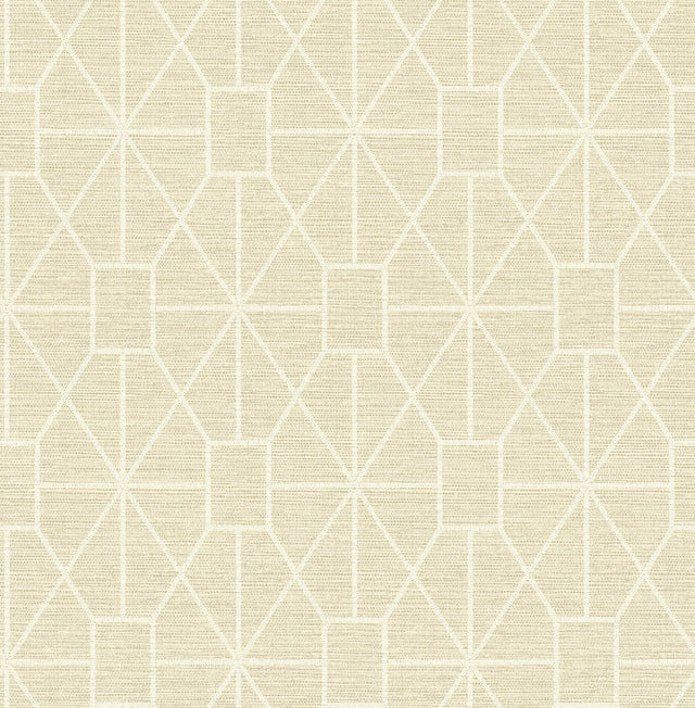 Stevenson Natural Trellis Wallpaper with Metallic Textured Geometric Pattern - Advantage 4157-25014