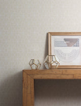 Stevenson Natural Trellis Wallpaper with Metallic Textured Geometric Pattern - Advantage 4157-25014