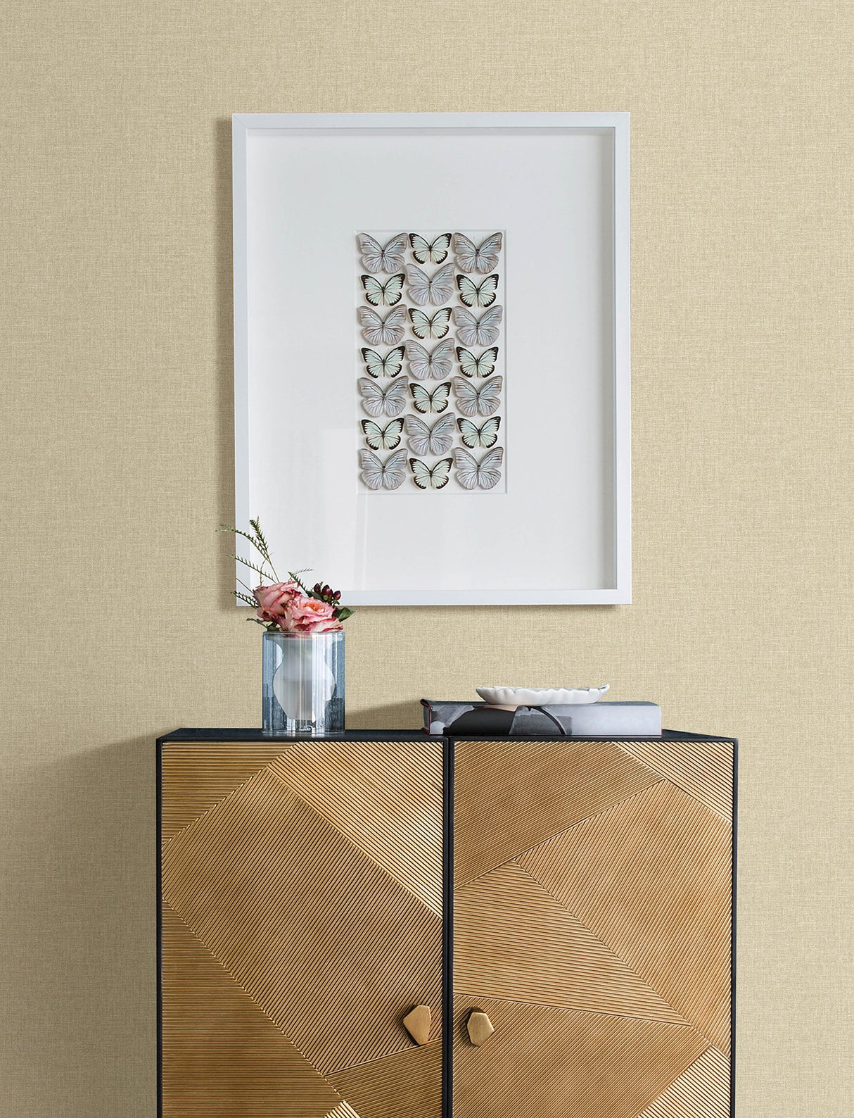 Eunice Brown Linen Wallpaper with Fabric Texture- Advantage 4157-25068