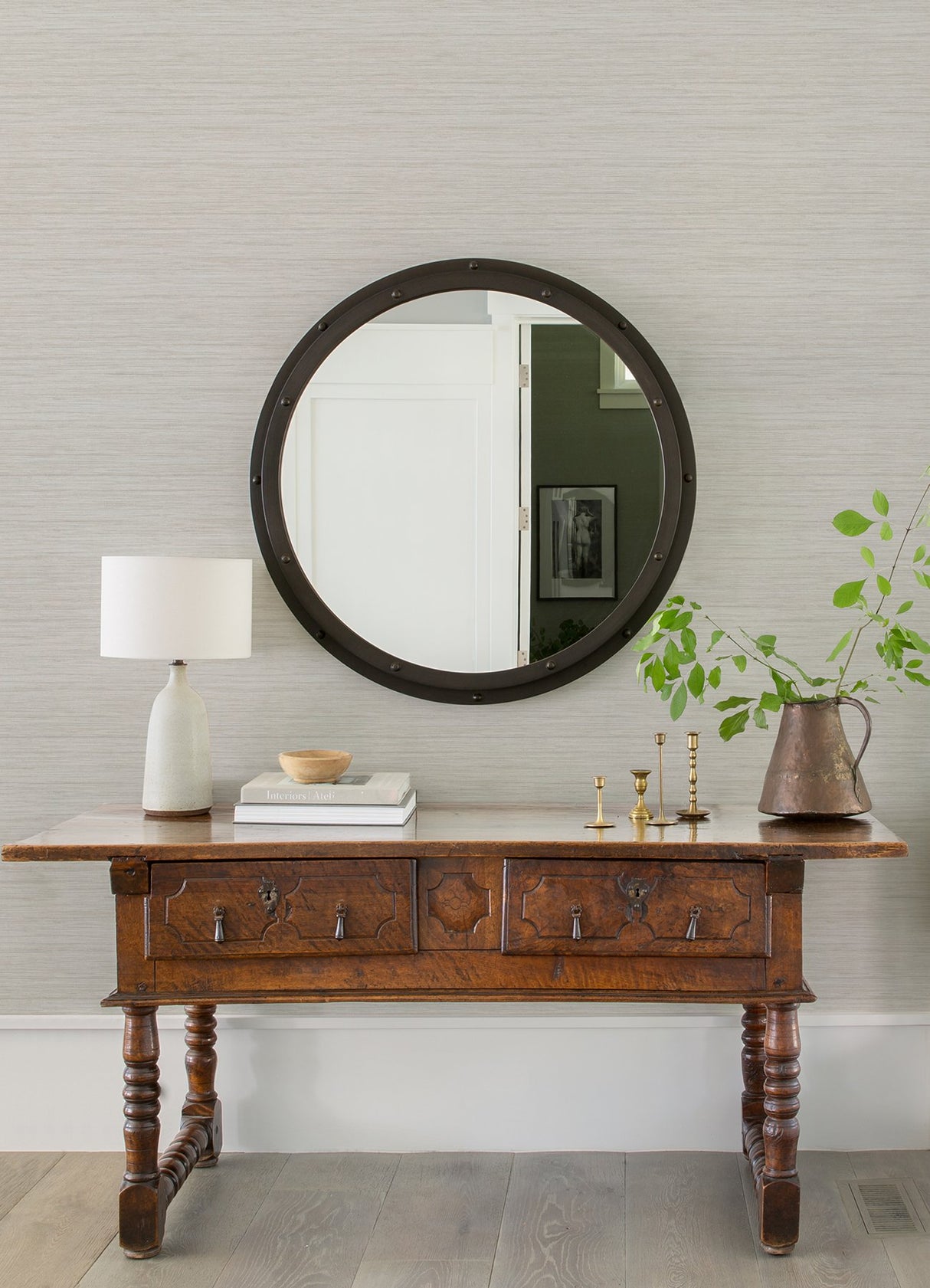Barnaby Off-White Faux Grasscloth Wallpaper with Modern Graphic Texture - Advantage 4157-25962