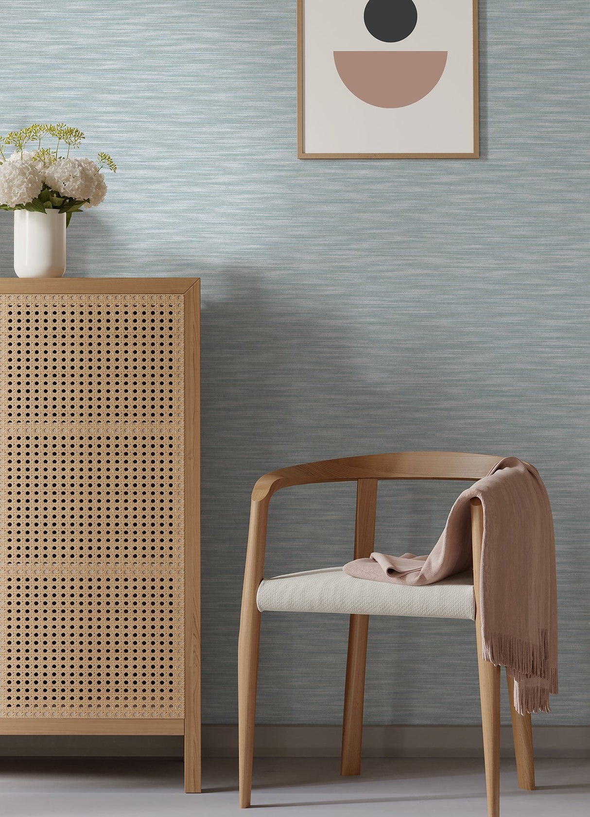 Benson Light Blue Faux Fabric Wallpaper with Horizontal Fabric Textures - Advantage 4157-26153