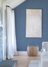 Lanister Blue Texture Wallpaper with Raised Ink Fabric Texture - Advantage 4157-26232