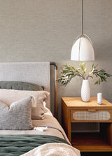 Exhale Stone Faux Grasscloth Wallpaper with Textured Raised Ink - Advantage 4157-26462