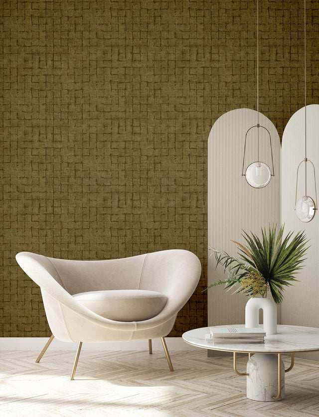 Blocks Chestnut Checkered Wallpaper with Raised Ink Geometric Texture - Advantage 4157-333453