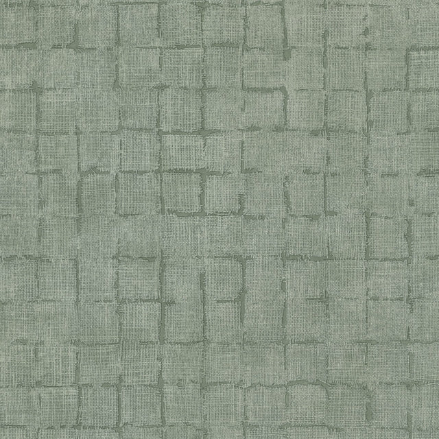 Blocks Sage Checkered Wallpaper with Geometric Textured Raised Ink - Advantage 4157-333454