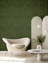 Blocks Olive Checkered Wallpaper with Textured Geometric Grid - Advantage 4157-333455
