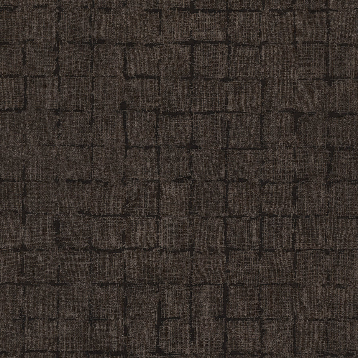 Blocks Chocolate Checkered Wallpaper with Industrial Geometric Pattern, Raised Ink Texture - Advantage 4157-333458