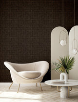 Blocks Chocolate Checkered Wallpaper with Industrial Geometric Pattern, Raised Ink Texture - Advantage 4157-333458