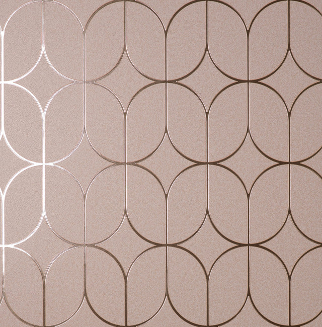 Raye Pink Rosco Trellis Wallpaper with Metallic Geometric Modern Pattern - Advantage 4157-42805
