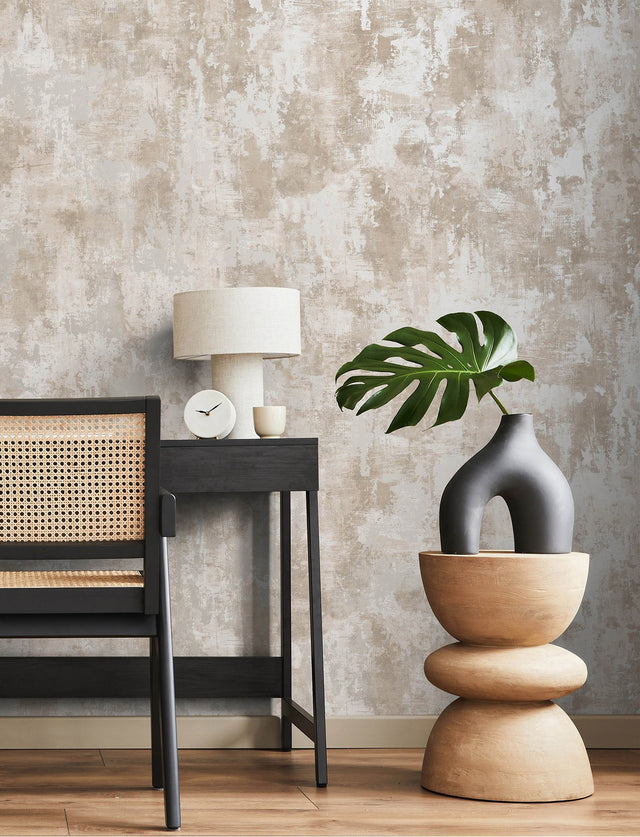 Cierra Blush Stucco Wallpaper with Metallic Textured Pattern - Advantage 4157-43064
